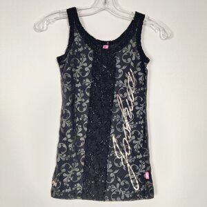 Joshua Women's Mini Dress Size S Black Gray Cotton Blend Lace Bodycon Party Chic
